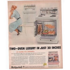 Hot Point Electric Oven Stove Magazine Advertisement 1957 Vintage Mid Century